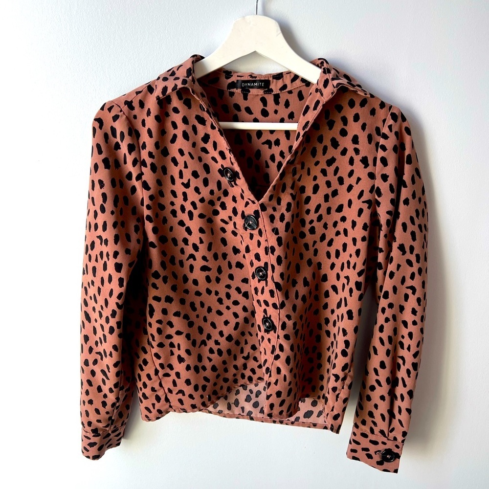 Dynamite Leopard Print Blouse